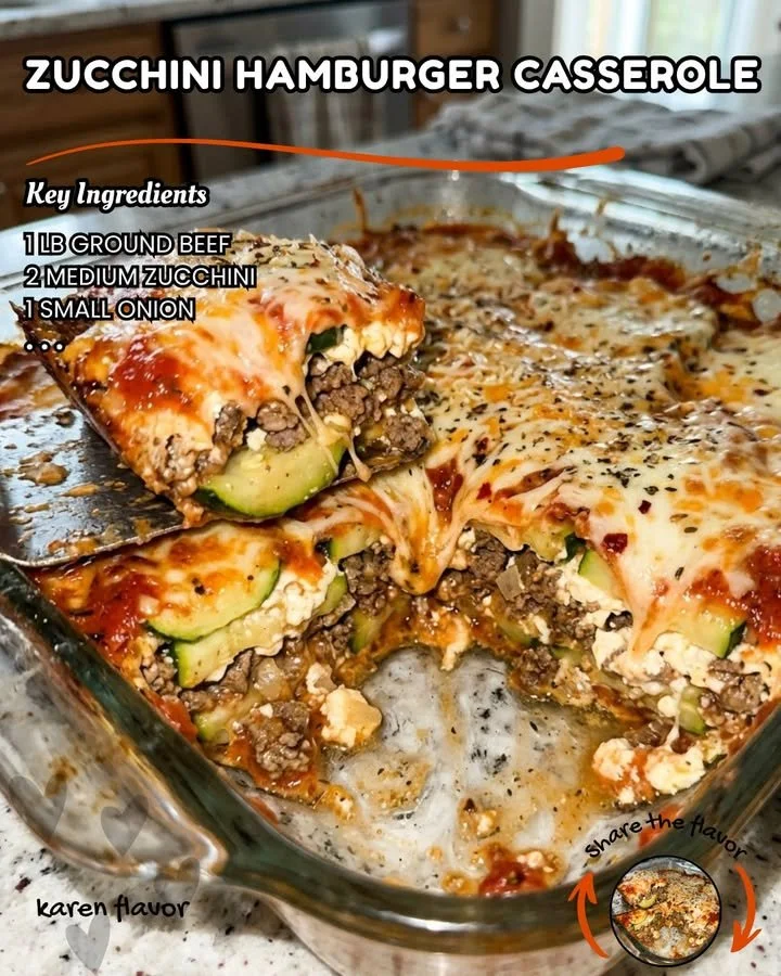 Delicious Zucchini Hamburger Casserole baked with ground beef and cheese.