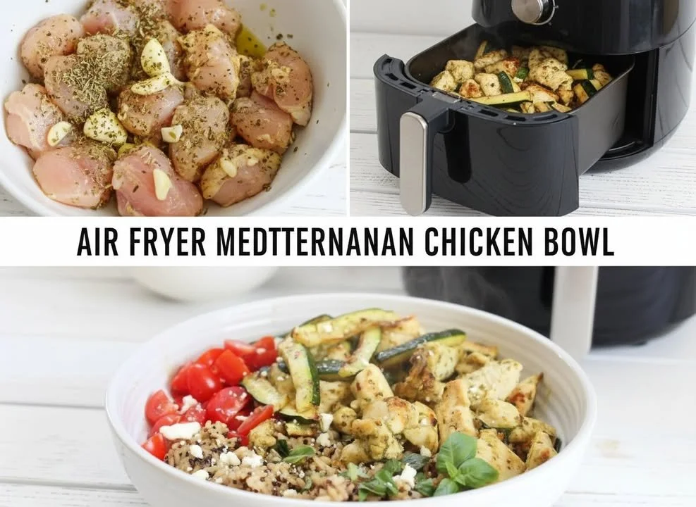 Crispy air fryer chicken served with vegetables on a plate