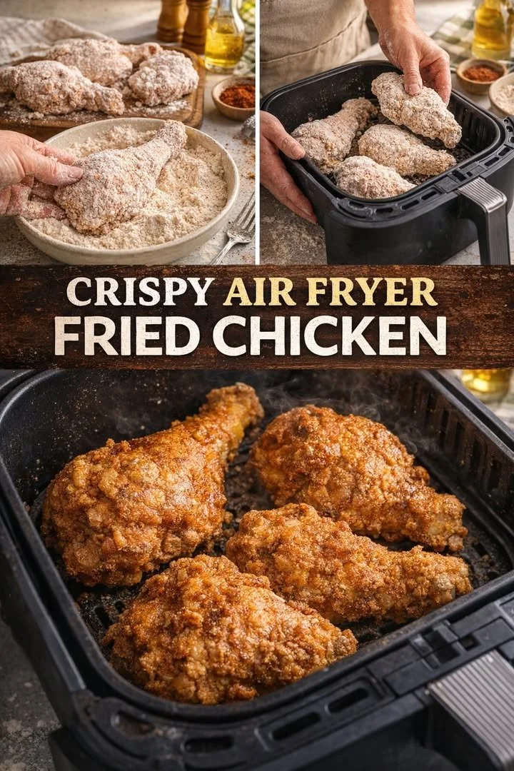 Crispy air fryer fried chicken served on a plate with dipping sauce