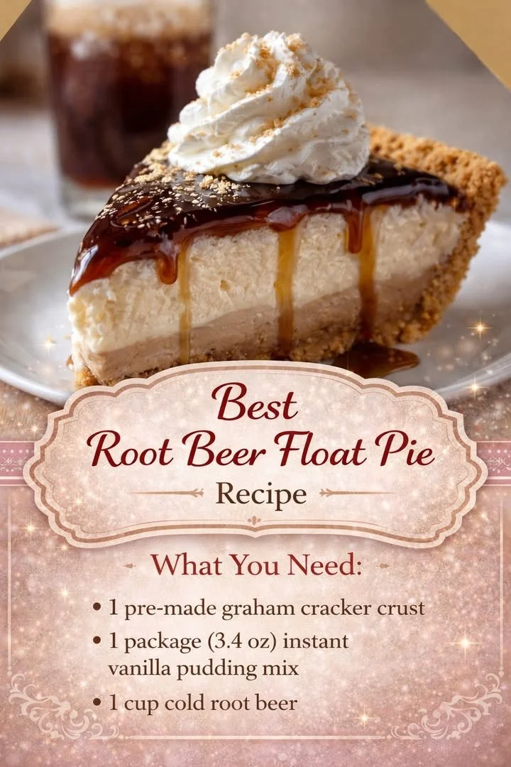 Delicious Root Beer Float Pie with creamy topping and root beer flavor