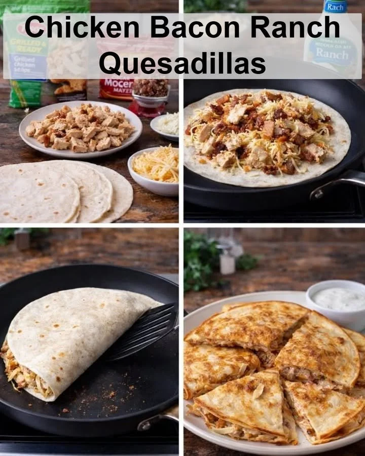 Delicious Chicken Bacon Ranch Quesadillas served on a plate