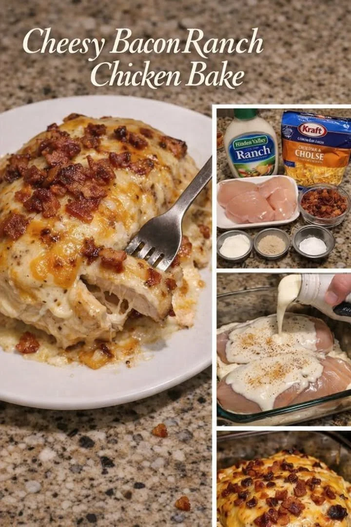 Delicious Chicken Ranch Casserole served in a cozy dish.