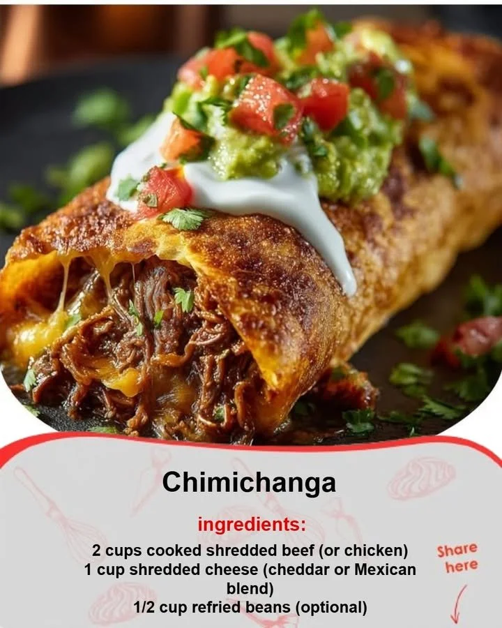 Delicious chimichangas filled with beef, cheese, and crispy golden tortilla
