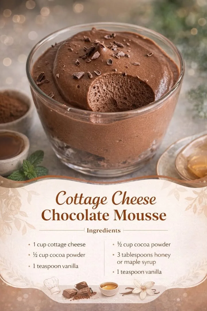 Delicious Cottage Cheese Chocolate Mousse in a serving bowl