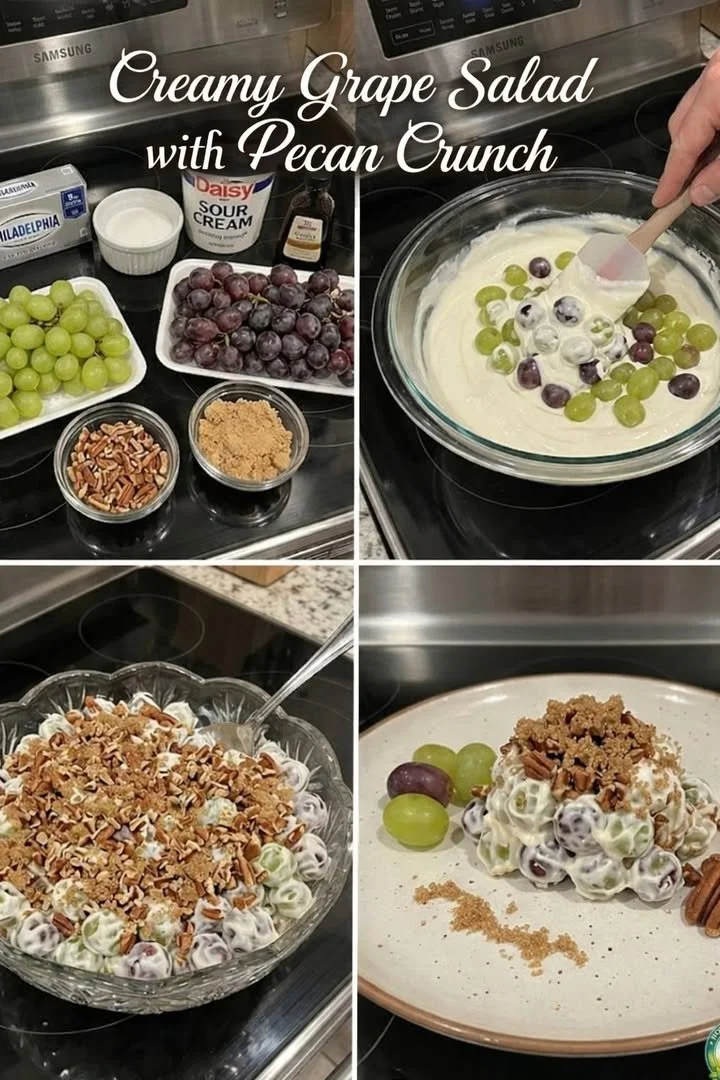 Delicious creamy grape salad with fresh grapes and creamy dressing