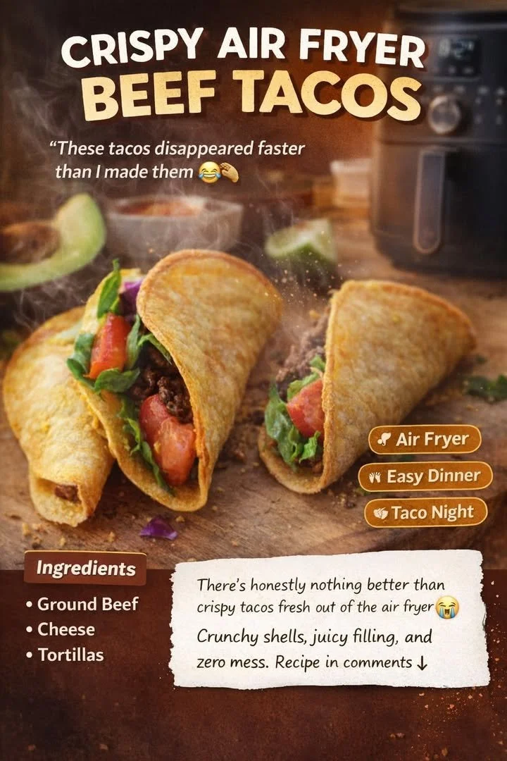 Crispy beef tacos served on a plate with fresh toppings and ingredients.