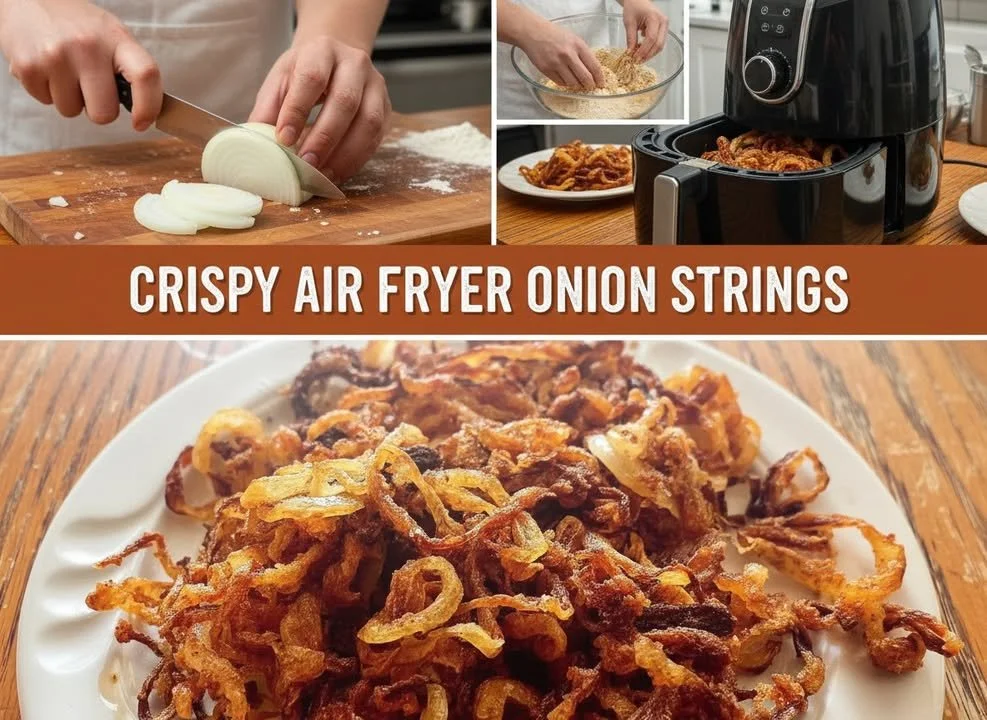 Crispy onion strings served as a tasty snack or topping