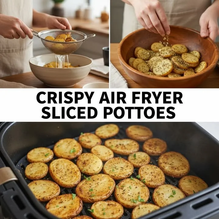 Delicious crispy roasted potatoes served in a bowl, garnished with herbs.