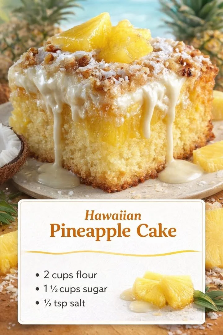 Delicious Hawaiian Pineapple Cake with fresh pineapple and creamy frosting