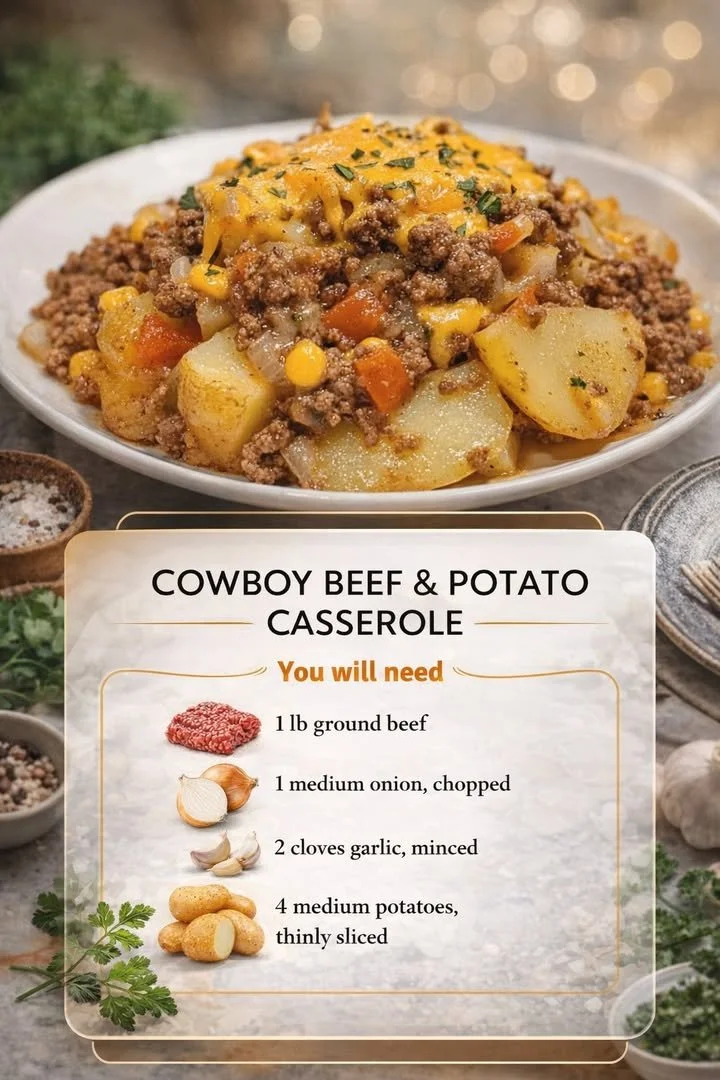 Hearty beef and potato casserole baked to perfection, filled with flavor.