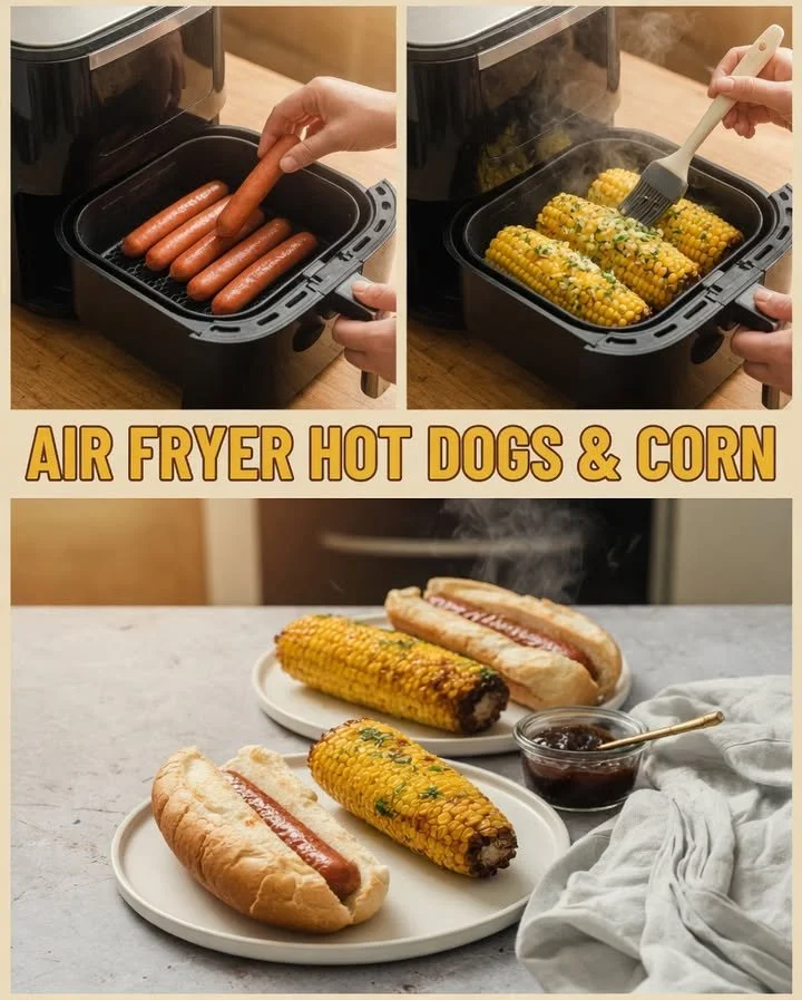 Delicious hot dogs served with sweet corn on the side.