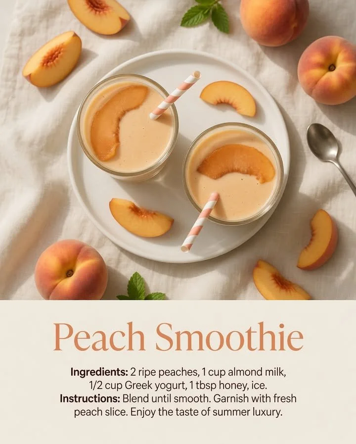 Refreshing peach smoothie with fresh peaches and yogurt