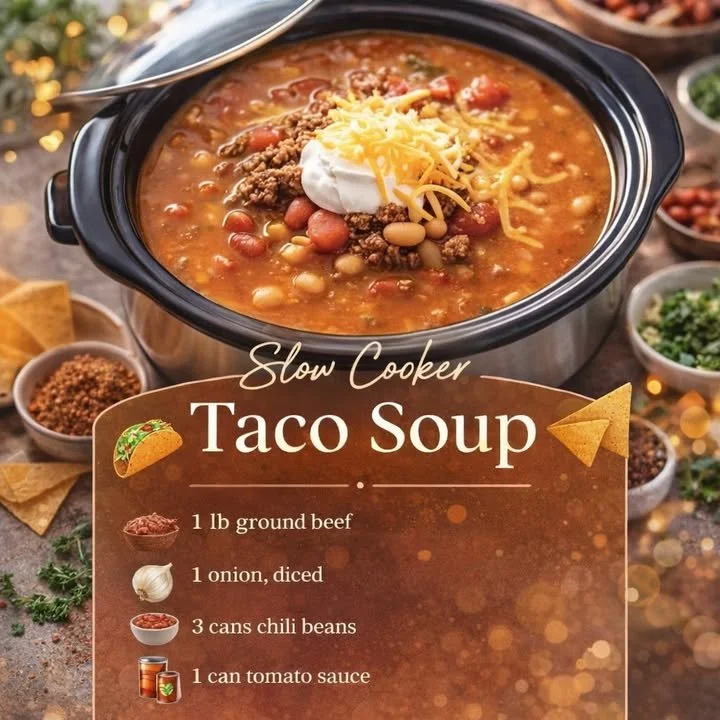 Delicious bowl of Slow Cooker Taco Soup topped with cheese and cilantro