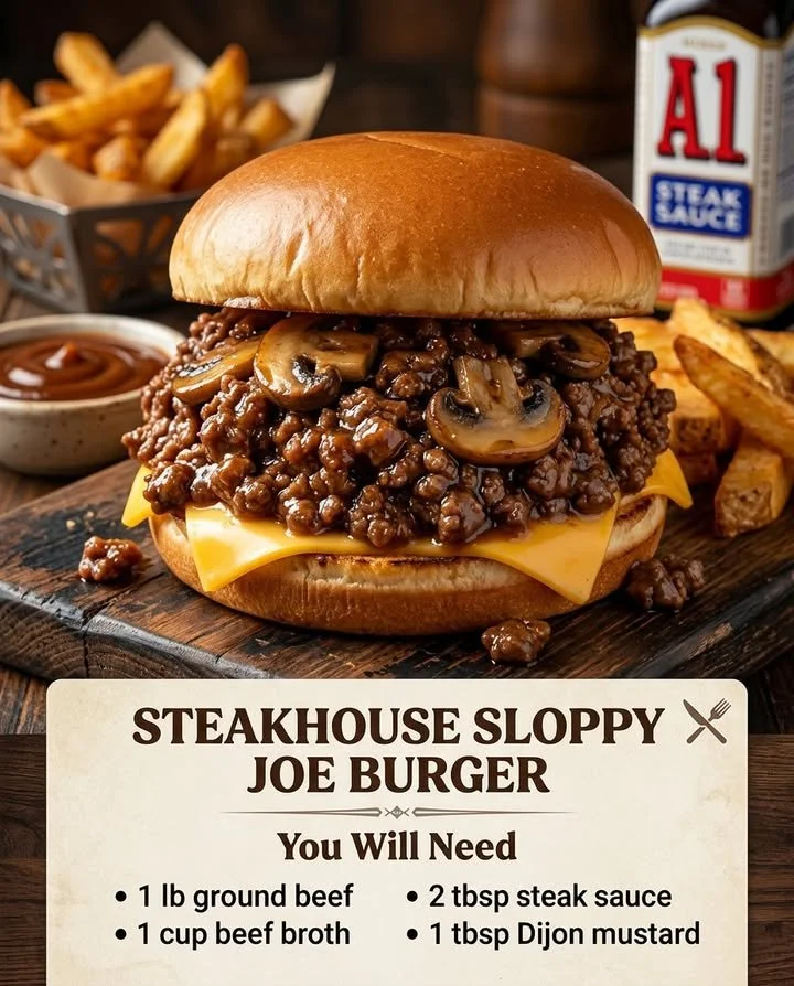 Delicious Steakhouse Burger Sloppy Joes served on a plate