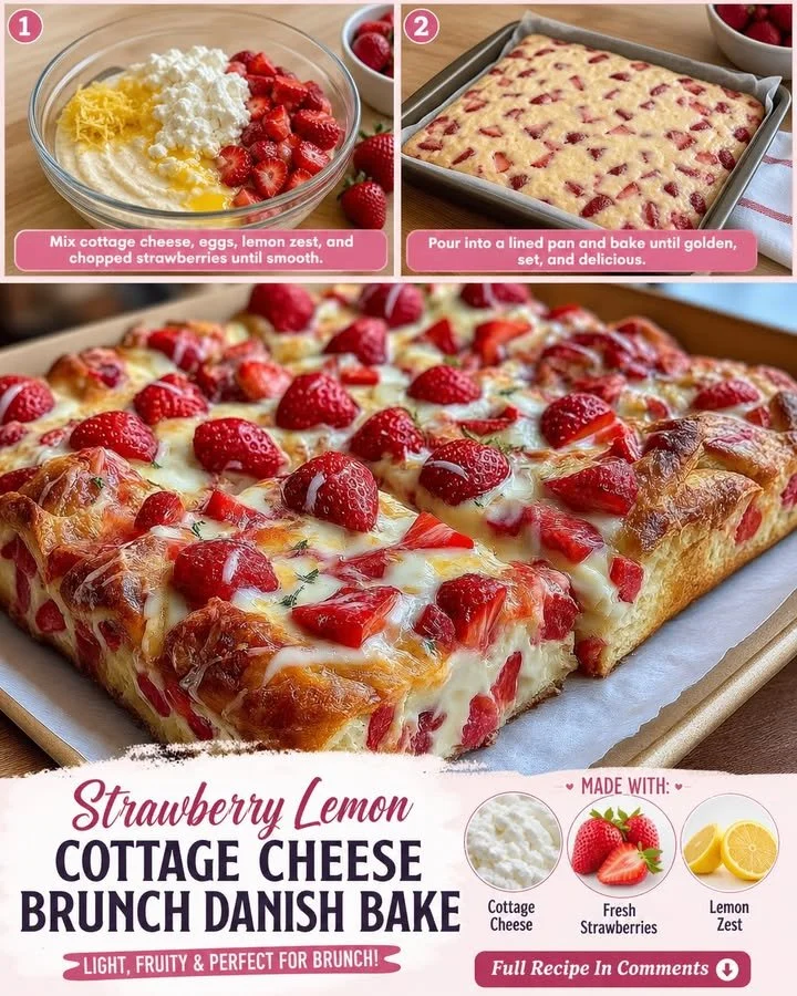 Strawberry breakfast bake with fresh strawberries and golden brown topping