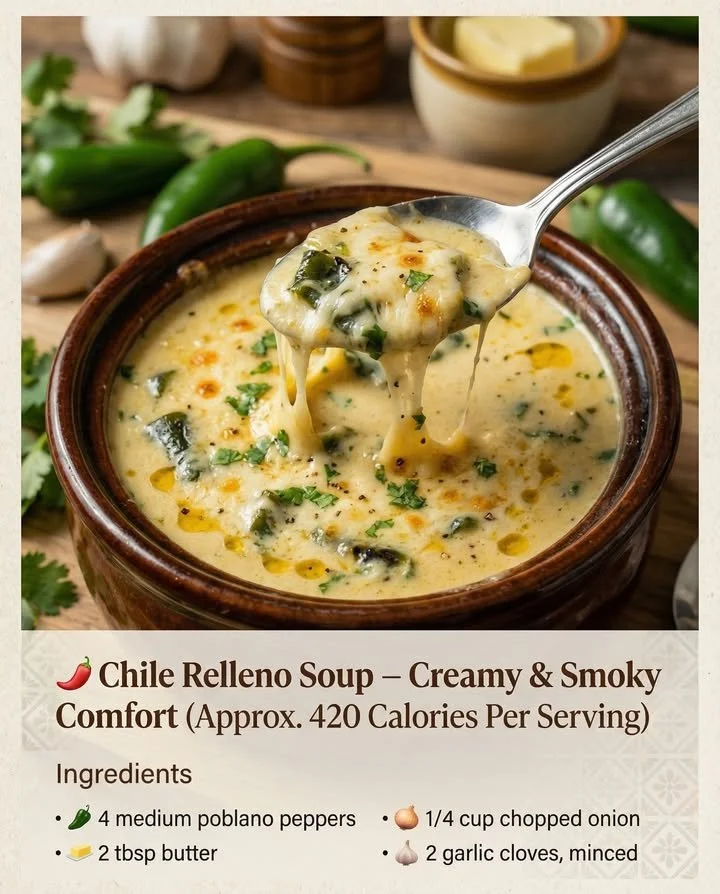 Bowl of stuffed pepper soup garnished with herbs and peppers
