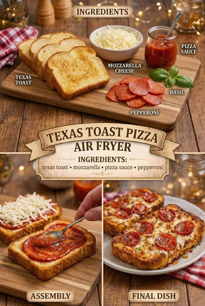 Delicious Texas Toast Pizza topped with fresh ingredients and melted cheese.
