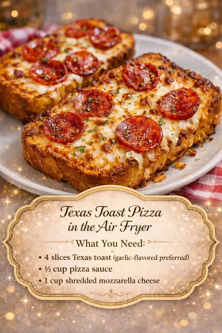 Delicious Texas Toast Pizza made in the air fryer, topped with cheese and pepperoni.