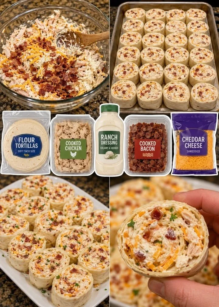 Chicken Bacon Ranch Tortilla Pinwheels with fresh ingredients and a tasty dip