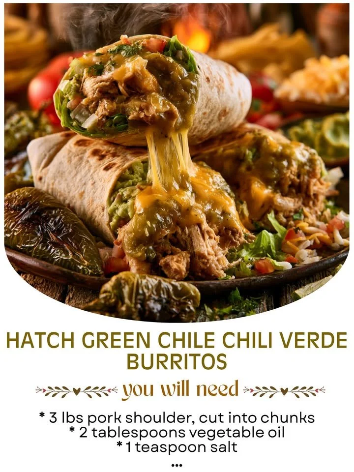 Delicious Hatch Green Chile Burritos with homemade green sauce
