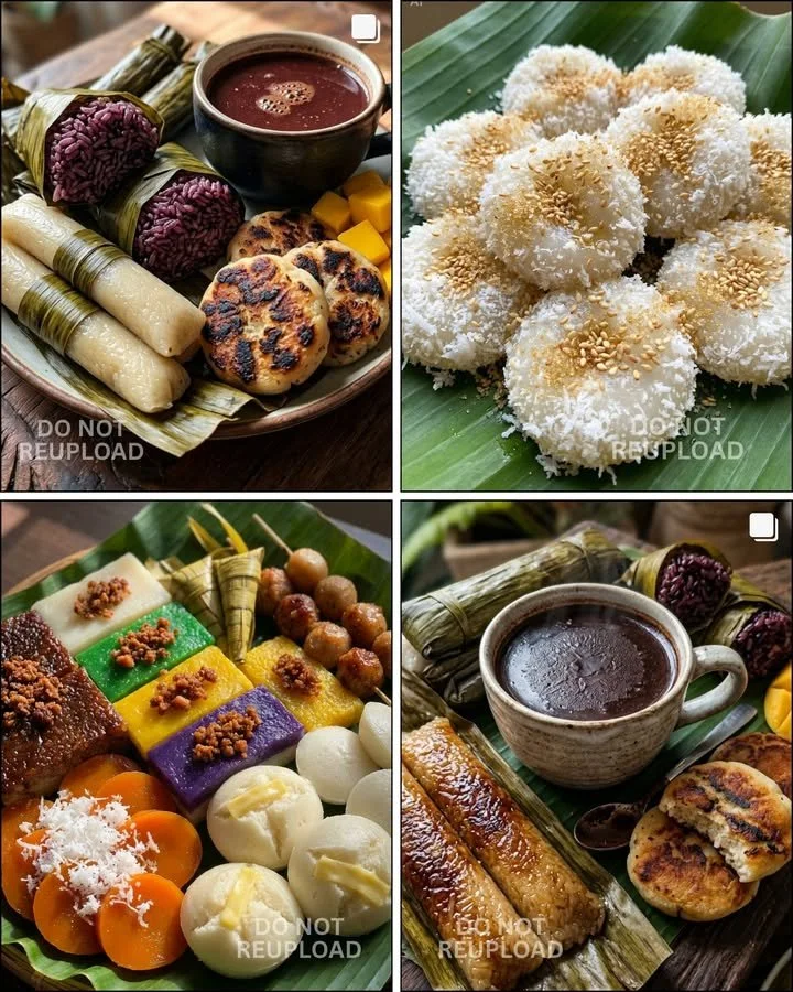 A variety of kakanin delicacies showcasing vibrant colors and textures.