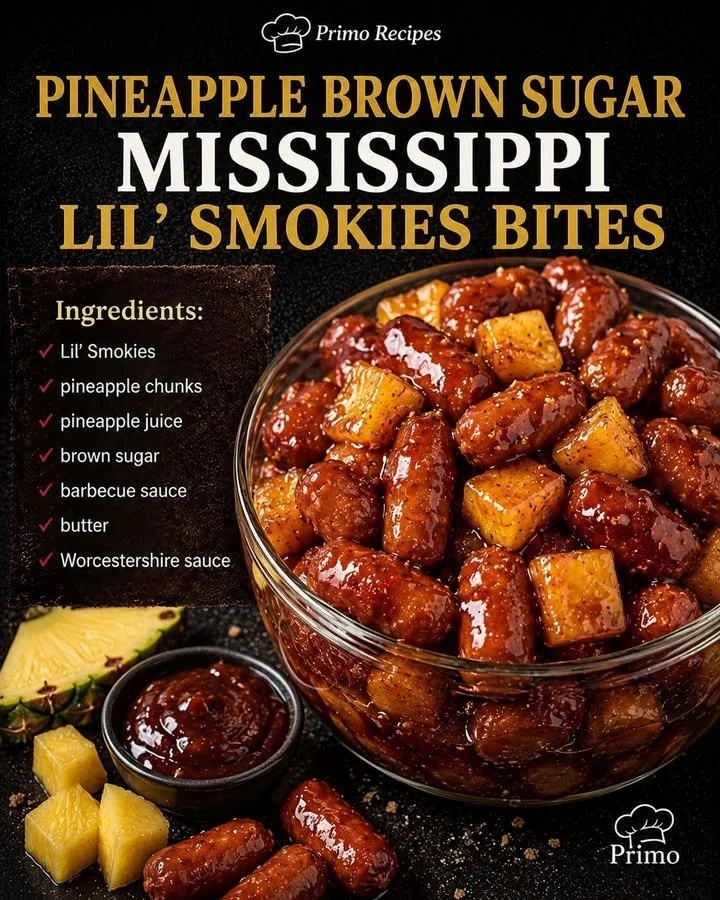 Pineapple Brown Sugar Little Smokies Bites served on a platter